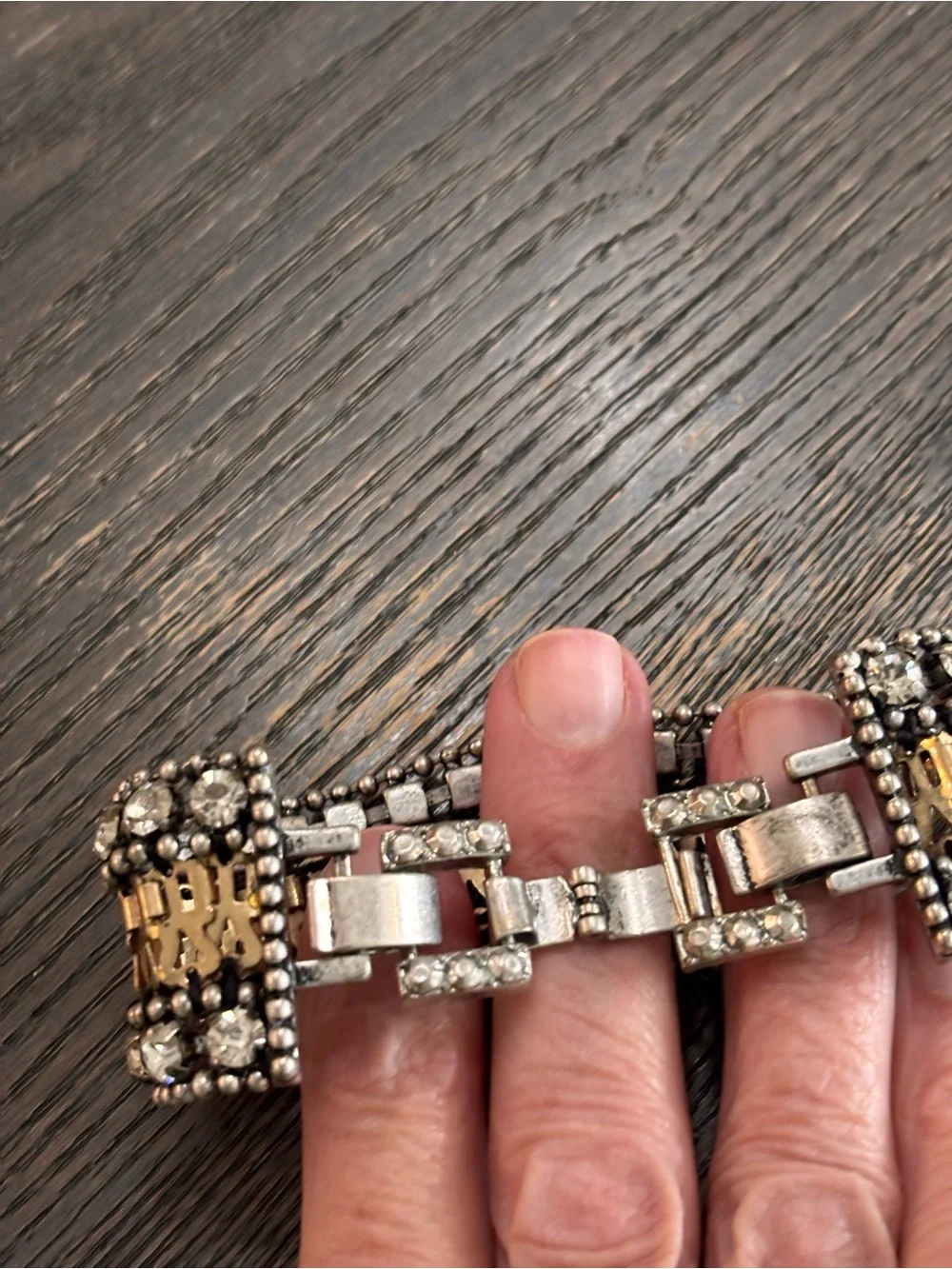 Stella & Dot Petra Crystal Statement Bracelet - Gold and Silver- retired